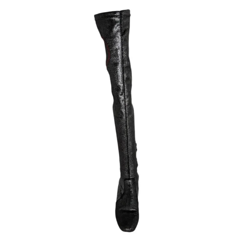 CHIARA FERRAGNI Metallic Glitter Love Stretch Over the Knee Boots 38